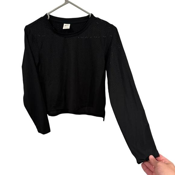 Zyia Active Chillcicle Crop Top Long Sleeve In Black Size Medium - Picture 3 of 5